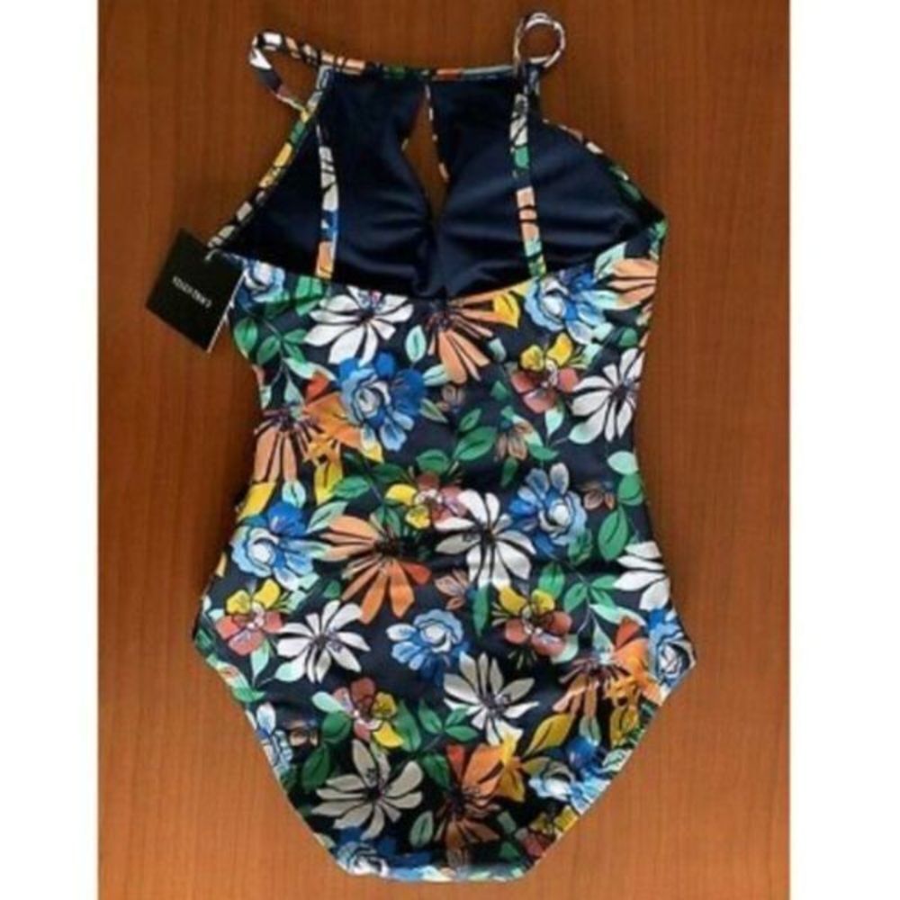 Ellen Tracy women's floral Keyhole High-Neck one piece Swimsuit size 8 - Picture 2 of 12
